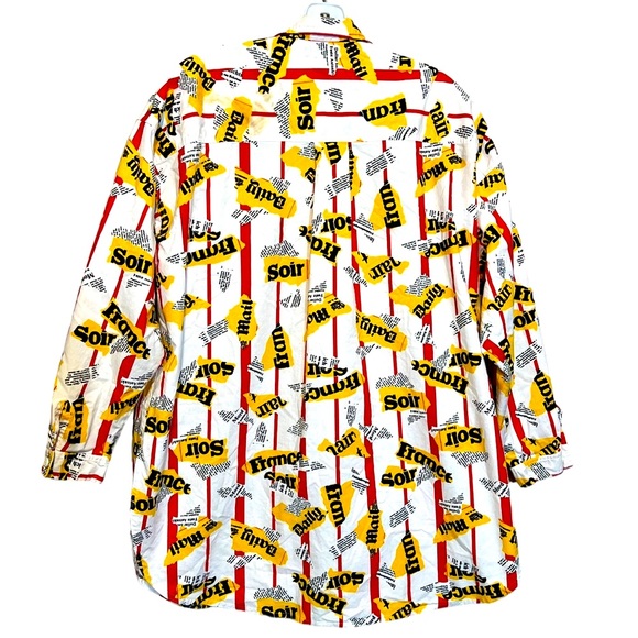 Vintage 80s French Newsprint Oversized Button Down Shirt by Crazy Horse - Picture 6 of 14
